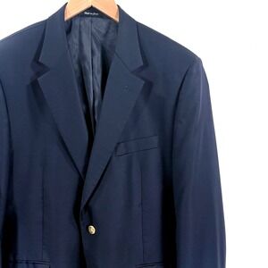 Lauren Ralph Lauren Men Navy Wool Blazer Gold Button Classic Fit Size 42R Preppy